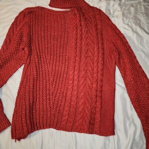 Peach Love California Red Cowl Neck Sweater